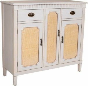 Bigbuy Home Kredens Alexandra House Living Biały Rattan Drewno świerkowe 36 x 88 x 95 cm 1