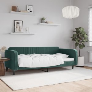 vidaXL VidaXL Sofa z funkcją spania, ciemnozielona, 90x200cm, obita aksamitem 1