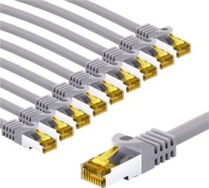 Goobay RJ45 kabel krosowy CAT 6A S/FTP (PiMF), 500 MHz, z CAT 7 kable surowym, 3 m, szary, zestaw 10 - Długość kabla 3 m 1