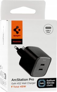 Ładowarka Spigen Spigen ArcStation Pro, black - GaN/2-Port/USB-C PD3.0 45W/USB-C PD3.0 45W/Total 45W 13