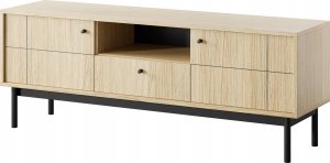 Selsey Szafka RTV dwudrzwiowa Japandi z szufladą i wnęką 153 cm Dąb linea 1