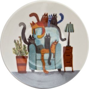 DUO Filiżanka porcelanowa 230 ml + spodek Koci Świat Koty na fotelu 5