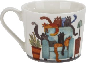 DUO Filiżanka porcelanowa 230 ml + spodek Koci Świat Koty na fotelu 6