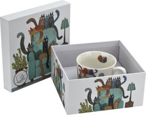 DUO Filiżanka porcelanowa 230 ml + spodek Koci Świat Koty na fotelu 10