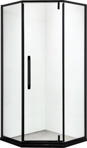 Cersanit Kabina prysznicowa pięciokątna 80 czarna LOFT z wysokim 14 cm białym brodzikiem 5