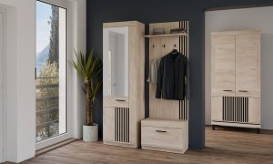 Bog Fran Szafa pokojowa na ubrania wąska Garderoba 90 cm Dąb Lamele Loft MATI MI10 11