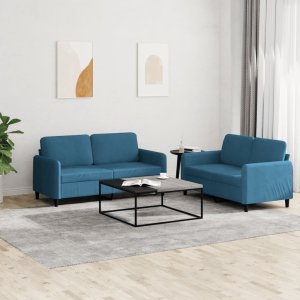vidaXL vidaXL 2 cz. komplet wypoczynkowy, niebieski, obity aksamitem 1