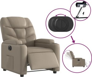 vidaXL Elektryczny fotel rozkładany, cappuccino, obity sztuczną skórą 5
