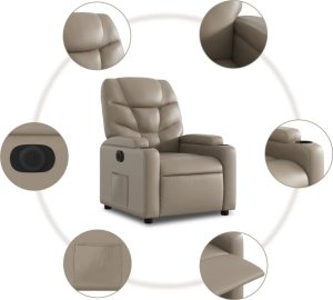 vidaXL Elektryczny fotel rozkładany, cappuccino, obity sztuczną skórą 7