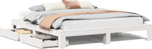 vidaXL vidaXL Rama łóżka bez materaca, biała, 180x200 cm, lite drewno sosnowe 2