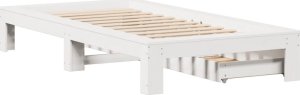 vidaXL vidaXL Rama łóżka bez materaca, biała, 100x200 cm, lite drewno sosnowe 8
