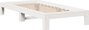 vidaXL vidaXL Rama łóżka bez materaca, biała, 90x200 cm, lite drewno sosnowe 5