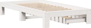vidaXL vidaXL Rama łóżka bez materaca, biała, 90x200 cm, lite drewno sosnowe 8