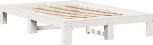 vidaXL vidaXL Rama łóżka bez materaca, biała, 135x190 cm, lite drewno sosnowe 5