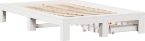 vidaXL vidaXL Rama łóżka bez materaca, biała, 135x190 cm, lite drewno sosnowe 8