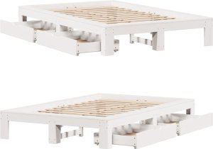 vidaXL vidaXL Rama łóżka bez materaca, biała, 120x190 cm, lite drewno sosnowe 9