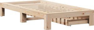 vidaXL Rama łóżka bez materaca, 75x190 cm, lite drewno sosnowe 8