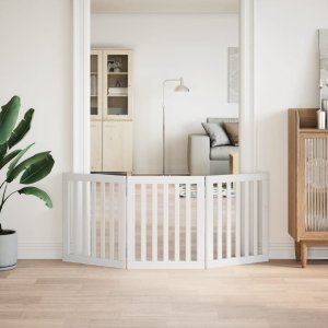 vidaXL vidaXL Składana bramka zabezpieczająca dla psa, 3 panele, biała, 150cm 3