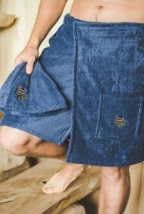 JetWorld Kilt do sauny dla mężczyzn 55×150 cm, niebieski, z bawełny 2