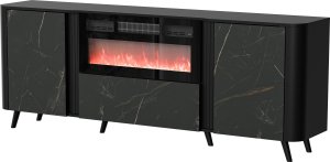Cama Meble Komoda VOLARE 200x39x75 czarny/san sebastian + kominek 1