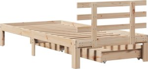 vidaXL Rama łóżka z szufladami, 100x200 cm, lite drewno sosnowe 6