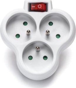 Aigostar  Rozgałęziacz trójdrożny z wyłącznikiem 16A biały Francuski adapter trójdrożny z wyłącznikiem 16A biały 2