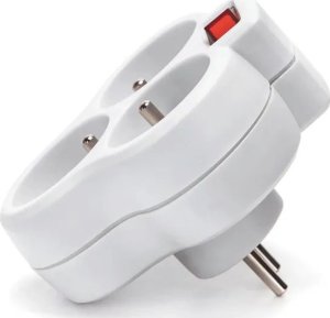 Aigostar  Rozgałęziacz trójdrożny z wyłącznikiem 16A biały Francuski adapter trójdrożny z wyłącznikiem 16A biały 3