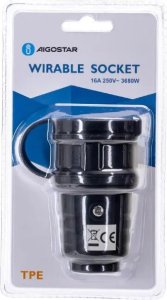 Aigostar  Wodoodporne gniazdo 16A czarna Niemiecka wodoodporna wtyczka z wymiennym przewodem 16A czarna 3