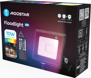Naświetlacz Aigostar  Halogen LED RGB  10W + pilot Reflektor LED RGB w kolorze czarnym 10W 5