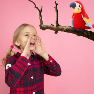 Retoo GADAJĄCA PAPUGA INTERAKTYWNA POWTARZA TAŃCZY MÓWI PRZEDRZEŹNIACZ MASKOTKA 12