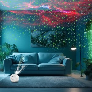 Retoo PROJEKTOR GWIAZD NIEBA LAMPKA NOCNA LED USB PILOT OBROTOWY RZUTNIK 360 12