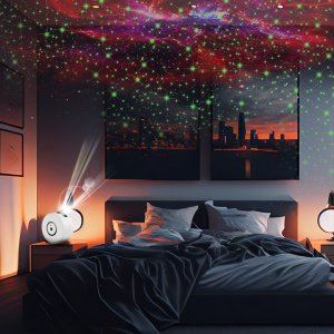 Retoo PROJEKTOR GWIAZD NIEBA LAMPKA NOCNA LED USB PILOT OBROTOWY RZUTNIK 360 6