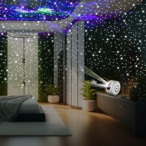 Retoo PROJEKTOR GWIAZD NIEBA LAMPKA NOCNA LED USB PILOT OBROTOWY RZUTNIK 360 7