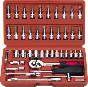 Retoo ZESTAW KLUCZY NASADOWYCH KLUCZE NASADOWE 46EL STAL 16