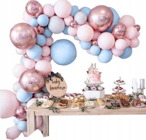 Korbi GIRLANDA BALONOWA BABY SHOWER URODZINY ROCZEK RÓŻ KONFETTI DEKORACJA 89 EL 1