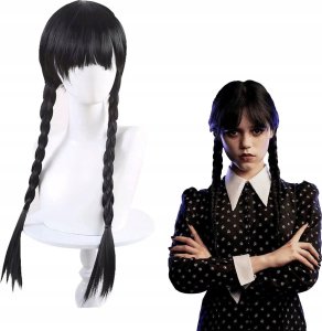 Korbi PERUKA WEDNESDAY ADDAMS CZARNA WARKOCZE W63 1