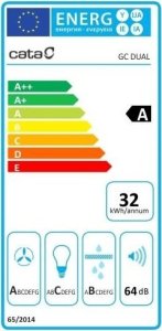 Okap Cata CATA | Hood | GC DUAL A 75 XGWH | Canopy | Energy efficiency class A | Plotis 79.2 cm | 820 m³/h | Touch control | LED | Baltas glass 7