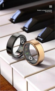 Smart Ring Powerton auksinė, tętno, saturacja, monitorius snu, aktywność, roz 8, Powerton 9