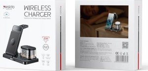 Ładowarka Yesido yesido Ład. ind. DS23 20W LED+Zegar 5w1 (do Samsung), BLACK / CZARNY 2