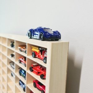 Kruzzel Półka drewniana na auta resoraki samochodziki Hot wheels Przegrody x54 11