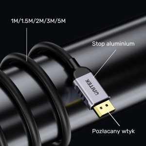 Kabel Unitek DisplayPort - DisplayPort 3m czarny (C1628GY01-3M) 9