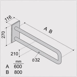 Koło Poręcz ERGOPLUS stała 60 cm ze stali nierdzewnej, kolor satyna 2