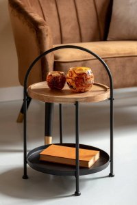 Boltze Mały stolik kawowy okrągły TRAY z blatem z drewna mango, Ø 39 x 55 cm 5