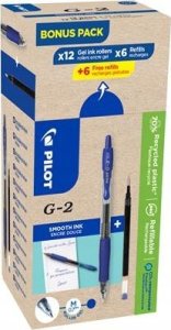 Pilot Gelpen Pilot G-2 Green Pack 0,7mm blå 12stk + 12refills 1