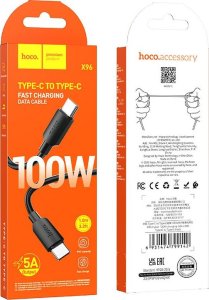 Kabel USB Hoco USB-C - USB-C 1 m Czarny (X96 Black) 6
