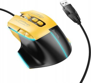 Mysz Hoco HOCO mysz komputerowa gamingowa przewodowa USB A 3600DPI GM31 czarno żółta 2