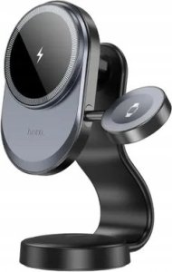 Hoco HOCO uchwyt samochodowy indukcyjny 2w1 do deski kompatybilny z Apple Watch 15W HW28 czarno szary 2