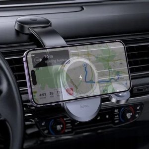 Hoco HOCO uchwyt samochodowy indukcyjny 2w1 do deski kompatybilny z Apple Watch 15W HW28 czarno szary 5