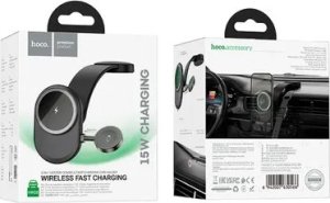 Hoco HOCO uchwyt samochodowy indukcyjny 2w1 do deski kompatybilny z Apple Watch 15W HW28 czarno szary 7