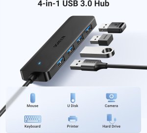 HUB USB Ugreen HUB Ugreen CM219 35574 z 4 portami USB-A 3.0 i kablem USB-A 3.0 1m - czarny 2